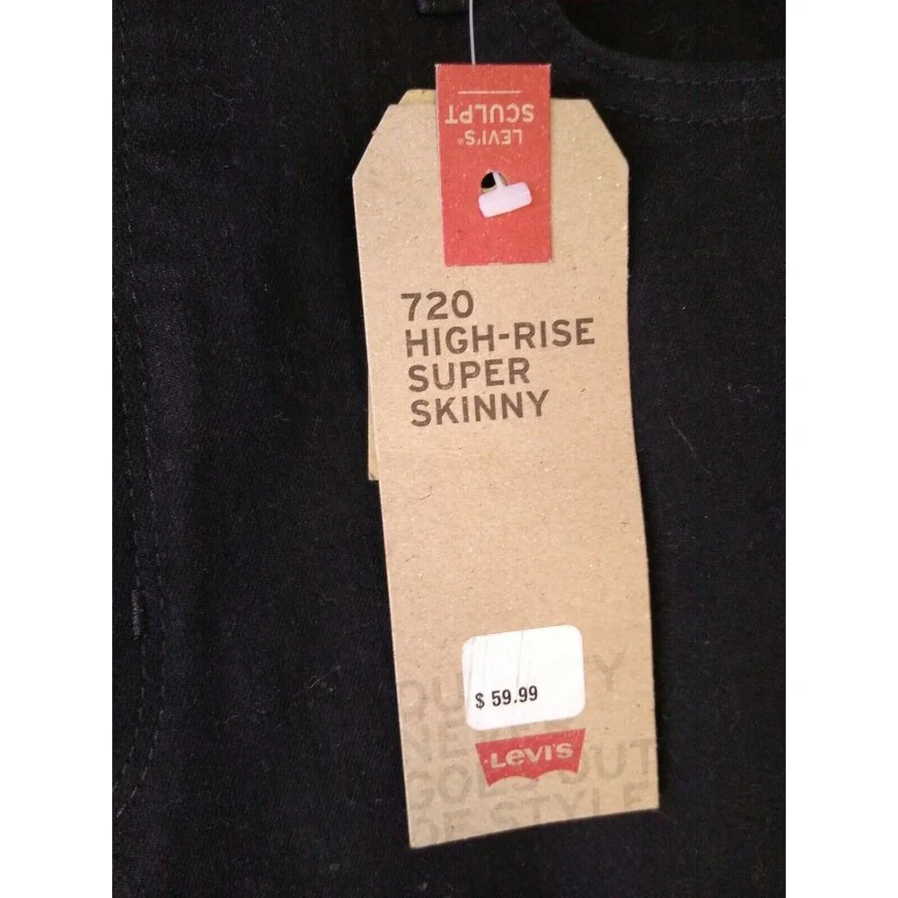 Levi's 720 Women's 18 MED High-Rise Super Skinny Jeans Black NWT - Picture 6 of 8
